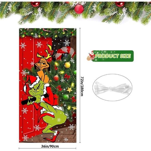 6x3 FT Christmas Door Cover, Outdoor Banner Decor for Front‎ Door Holiday Party - Picture 2 of 8